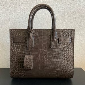 Saint Laurent Sac De Jour Nano in Brown Croc